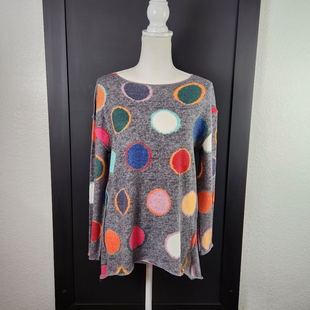 TRISHA TYLER SIZE SMALL MULTICOLORED POLKA-DOT PULLOVER SWEATER